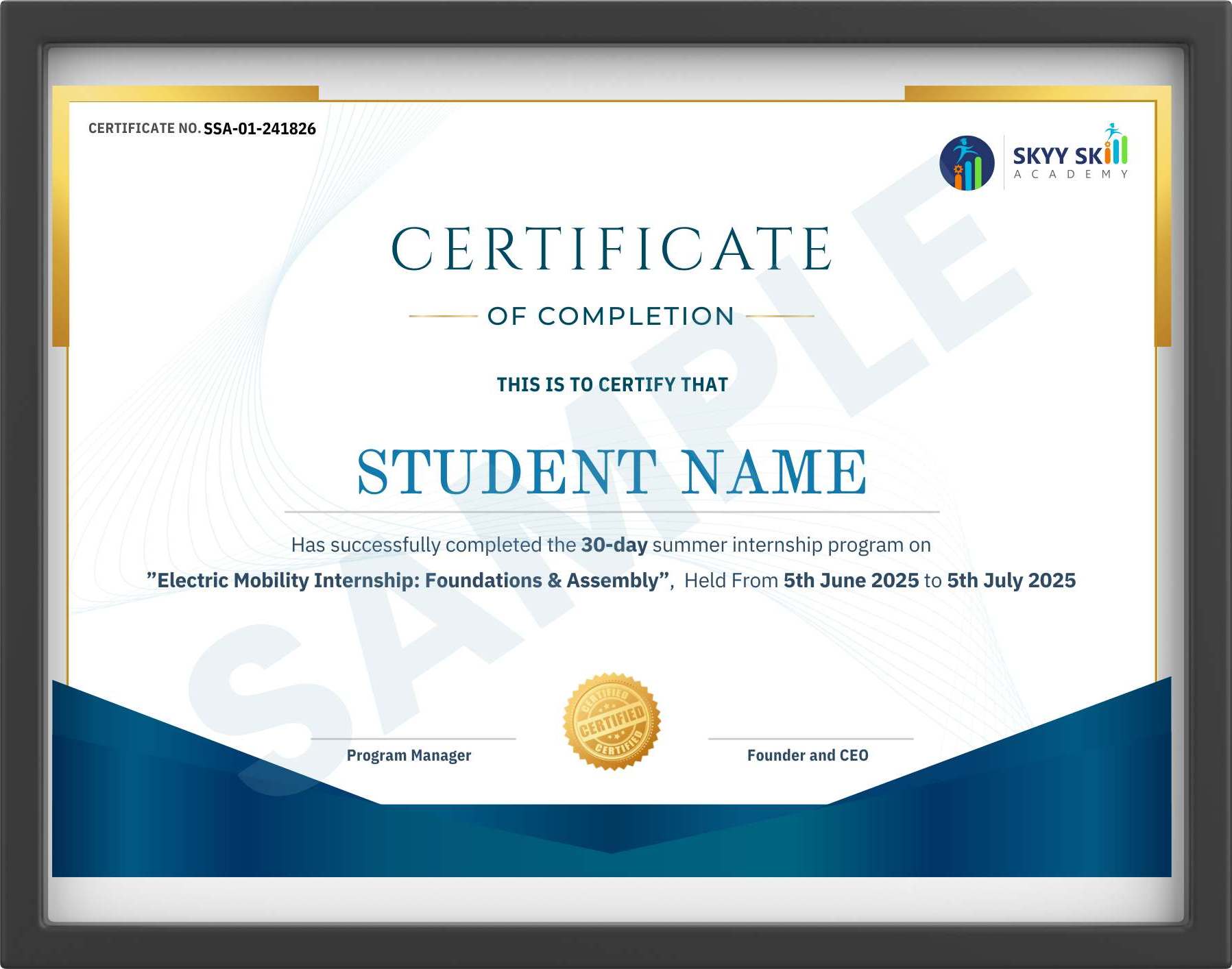 SKYY Skill Academy Certificate
