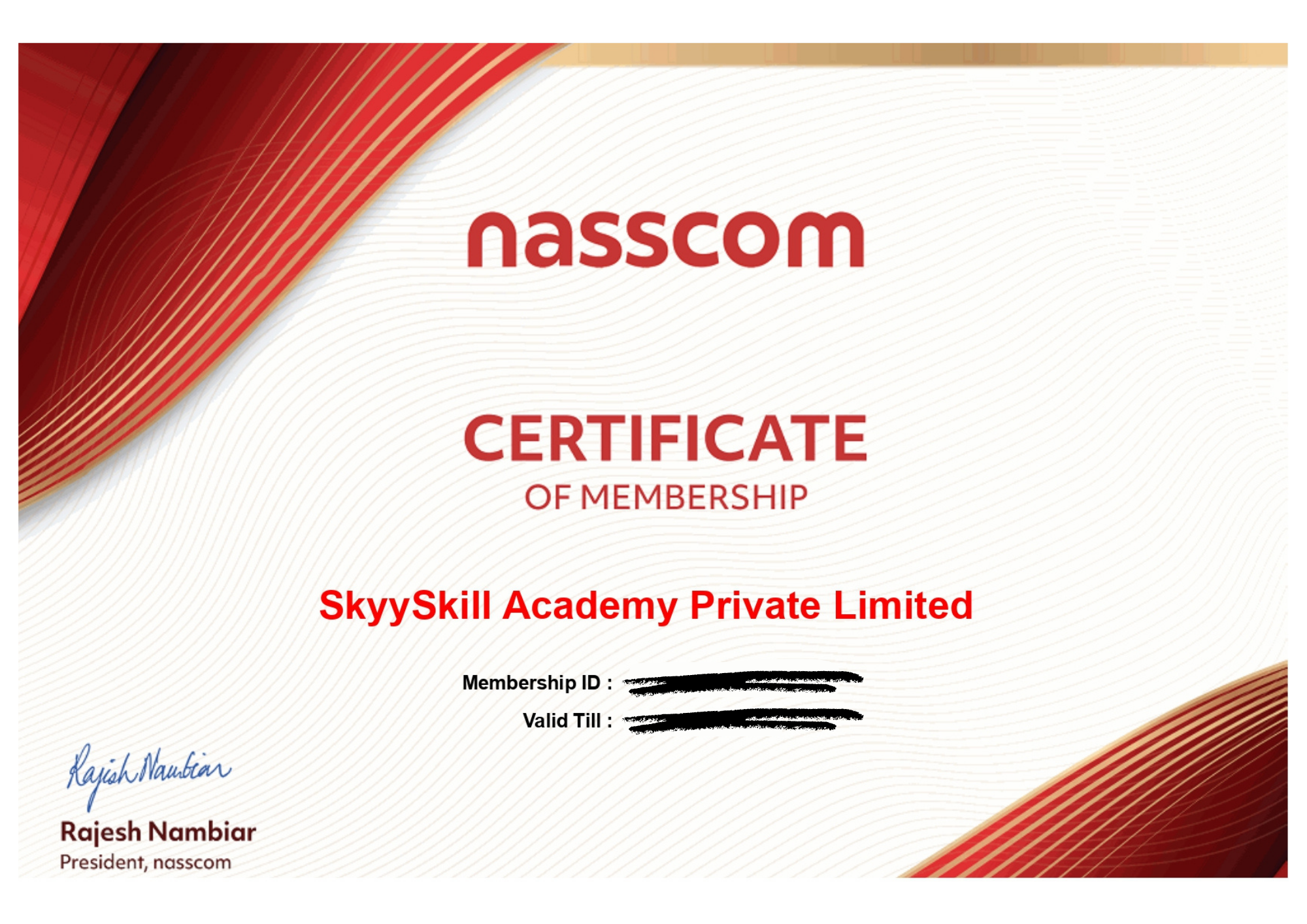 NASSCOM Certificate